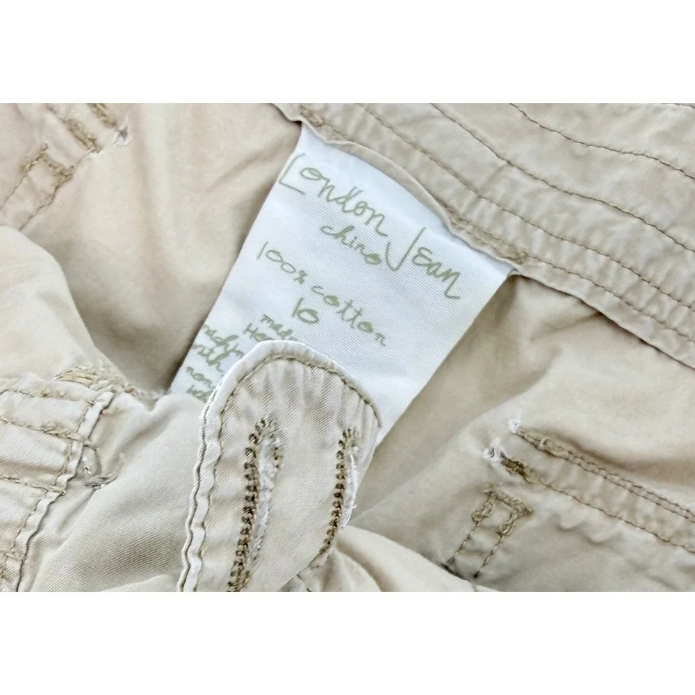 London Jean Chino Shorts Womens 10 Khaki Tan Cotton‎ Cuffed Utility RN 80763